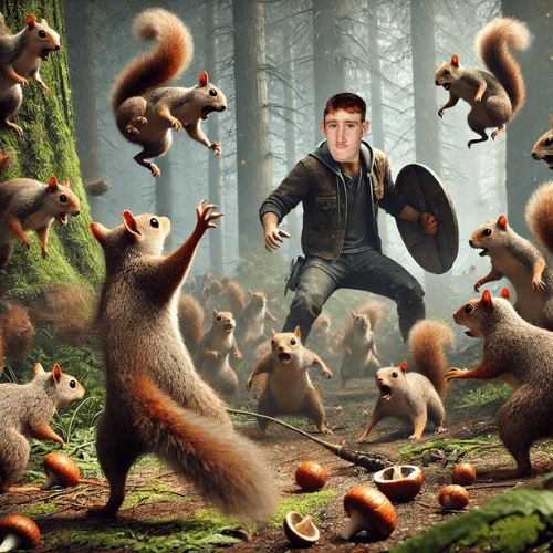 Squirrels Fighting Old Greg